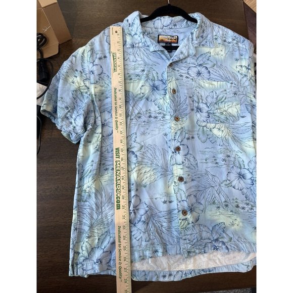 Vintage Havana Jacks Cafe Hawaiian Tropical Shirt Size XL Blue Mint Green floral - Picture 7 of 7